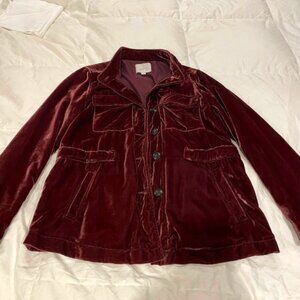 LOFT Burgundy Red Velve-Velour Blazer/Jacket